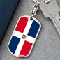 Dominican Republic Flag Swivel Keychain Dog Tag Stainless Steel or 18k Gold-Express Your Love Gifts