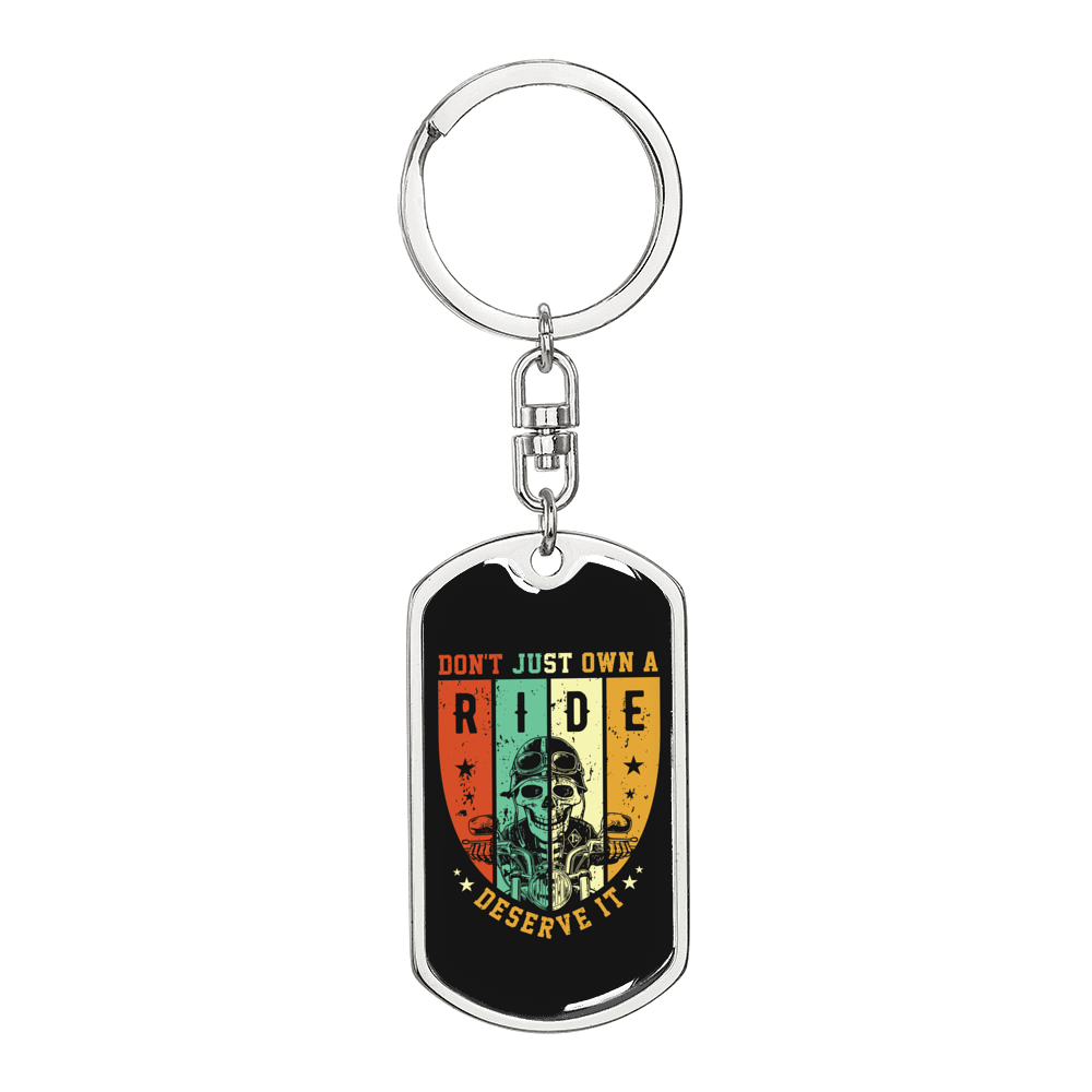 Don'T Just Own A Ride Biker Keychain Stainless Steel or 18k Gold Dog Tag Keyring-Express Your Love Gifts