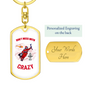 Don'T Mess With Crazy Firefighter Keychain Stainless Steel or 18k Gold Dog Tag Keyring-Express Your Love Gifts