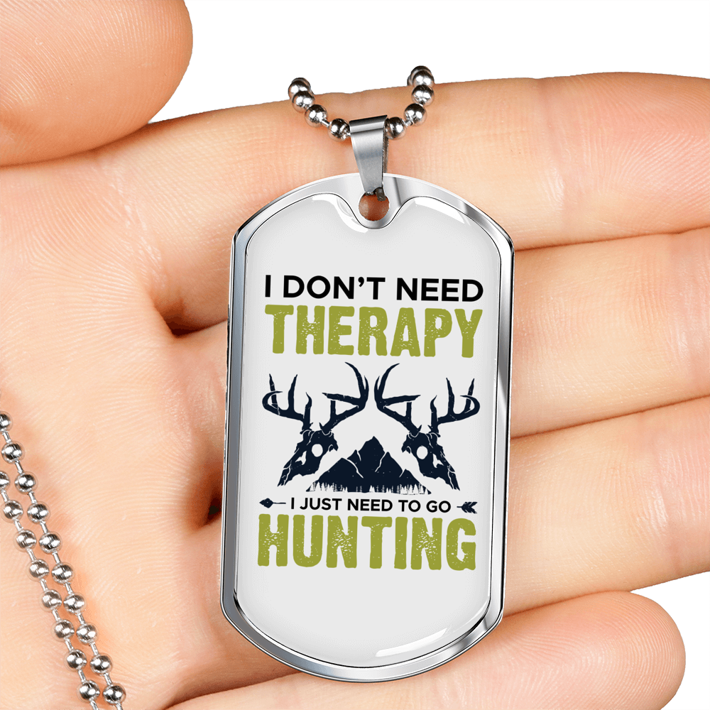Don't Need Theraphy White Necklace Stainless Steel or 18k Gold Dog Tag 24" Chain-Express Your Love Gifts