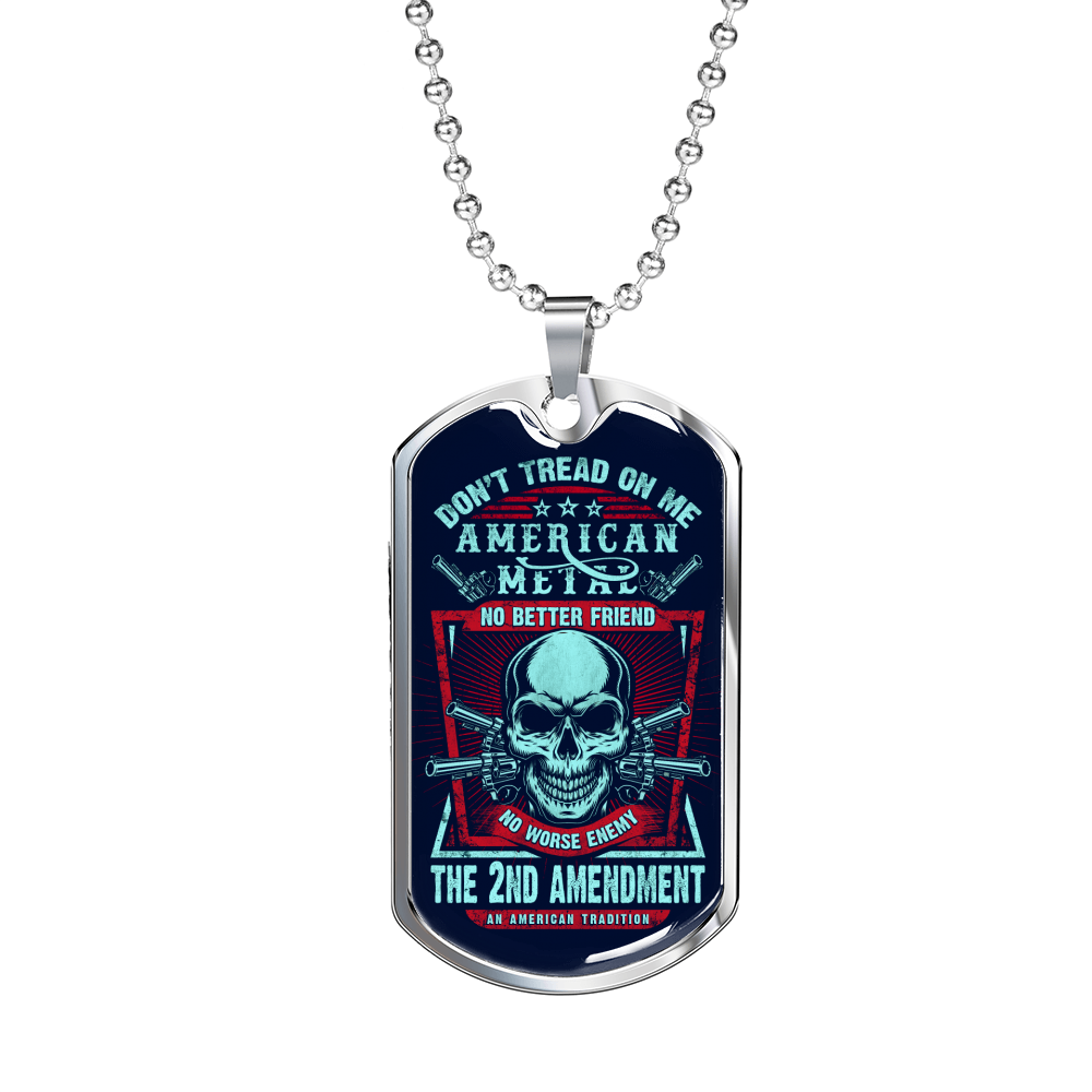 Don'T Tread On Me Dog Tag Stainless Steel or 18k Gold 24" Chain-Express Your Love Gifts