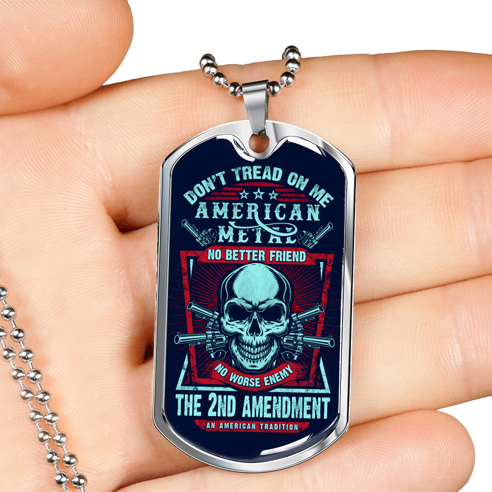 Don'T Tread On Me Dog Tag Stainless Steel or 18k Gold 24" Chain-Express Your Love Gifts