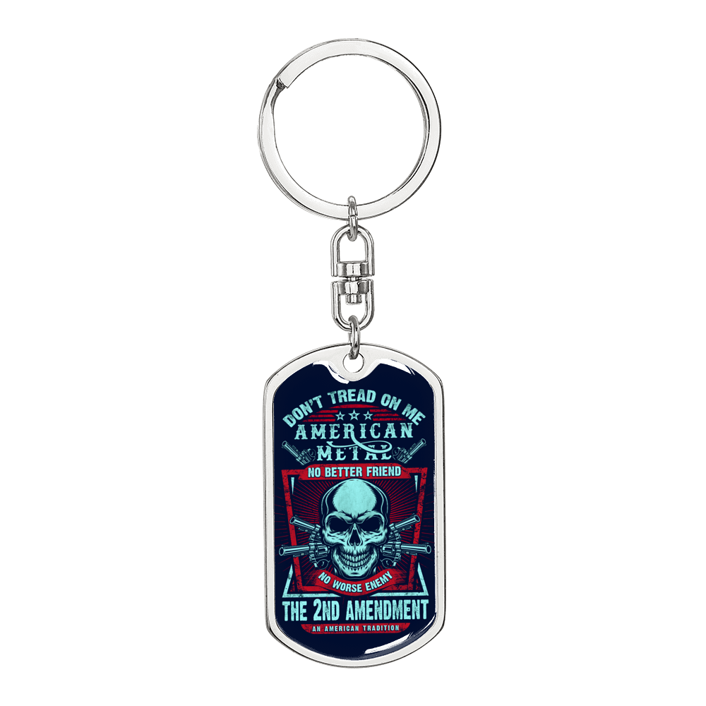 Don'T Tread On Me Swivel Keychain Dog Tag Stainless Steel or 18k Gold-Express Your Love Gifts