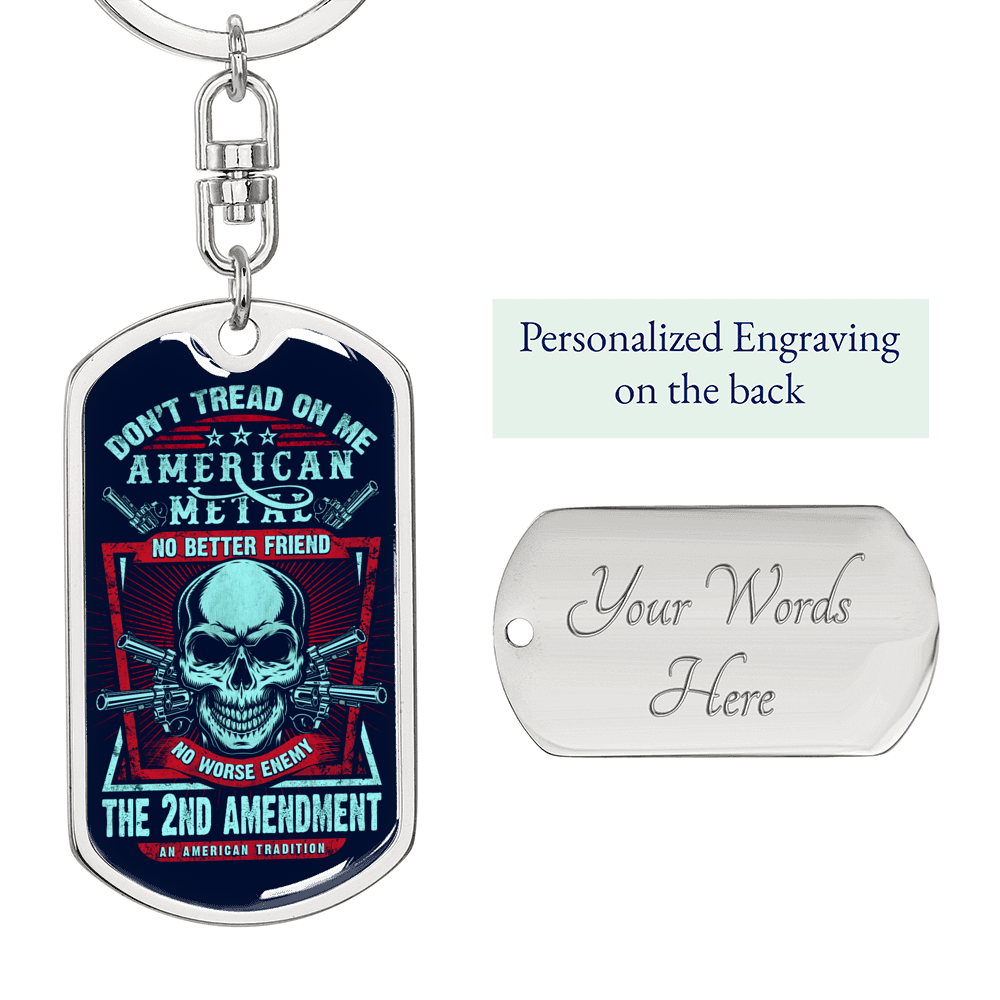 Don'T Tread On Me Swivel Keychain Dog Tag Stainless Steel or 18k Gold-Express Your Love Gifts