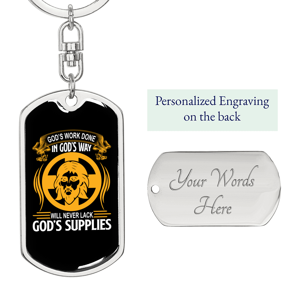 Done In God'S Way Keychain Stainless Steel or 18k Gold Dog Tag Keyring-Express Your Love Gifts