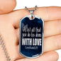 Done With Love Corinthians Necklace Stainless Steel or 18k Gold Dog Tag 24"-Express Your Love Gifts