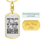 Dont Fall Into The Trap Keychain Stainless Steel or 18k Gold Dog Tag Keyring-Express Your Love Gifts