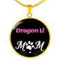 Dragon Li Cat Mom Necklace Circle Pendant Stainless Steel or 18k Gold 18-22"-Express Your Love Gifts