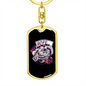 Dragon Luck Gambler Keychain Stainless Steel or 18k Gold Dog Tag Keyring-Express Your Love Gifts