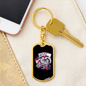 Dragon Luck Gambler Keychain Stainless Steel or 18k Gold Dog Tag Keyring-Express Your Love Gifts