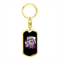 Dragon Luck Gambler Keychain Stainless Steel or 18k Gold Dog Tag Keyring-Express Your Love Gifts