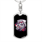 Dragon Luck Gambler Keychain Stainless Steel or 18k Gold Dog Tag Keyring-Express Your Love Gifts