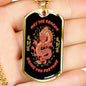 Dragon Necklace Stainless Steel or 18k Gold Dog Tag 24"-Express Your Love Gifts