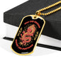 Dragon Necklace Stainless Steel or 18k Gold Dog Tag 24"-Express Your Love Gifts