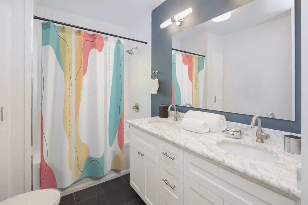 Drawn Fluid Shapes Stylish Design 71" x 74" Elegant Waterproof Shower Curtain for a Spa-like Bathroom Paradise Exceptional Craftsmanship-Express Your Love Gifts