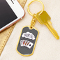 Dream Big Gambler Keychain Stainless Steel or 18k Gold Dog Tag Keyring-Express Your Love Gifts
