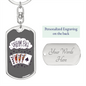 Dream Big Gambler Keychain Stainless Steel or 18k Gold Dog Tag Keyring-Express Your Love Gifts