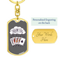 Dream Big Gambler Keychain Stainless Steel or 18k Gold Dog Tag Keyring-Express Your Love Gifts