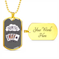 Dream Big Gambler Necklace Stainless Steel or 18k Gold Dog Tag 24-Express Your Love Gifts