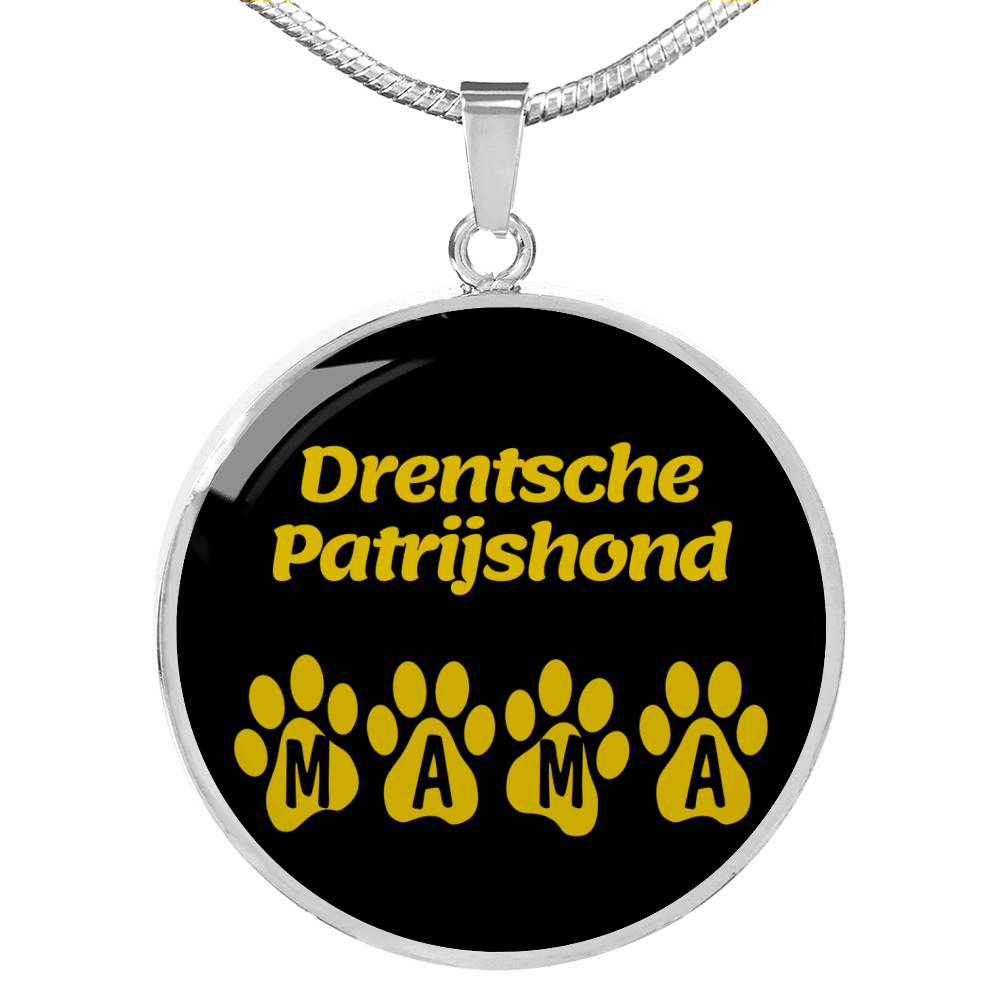 Drentsche Patrijshond Mama Circle Necklace Stainless Steel or 18k Gold 18-22" Dog Owner Lover-Express Your Love Gifts