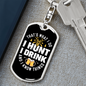 Drink & Hunt Keychain Stainless Steel or 18k Gold Dog Tag Keyring-Express Your Love Gifts