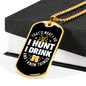 Drink & Hunt Necklace Stainless Steel or 18k Gold Dog Tag 24" Chain-Express Your Love Gifts