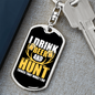 Drink Beer & Hunt Keychain Stainless Steel or 18k Gold Dog Tag Keyring-Express Your Love Gifts