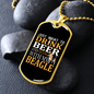 Drink Beer With Beagle Necklace Stainless Steel or 18k Gold Dog Tag 24" Chain-Express Your Love Gifts