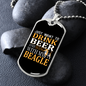 Drink Beer With Beagle Necklace Stainless Steel or 18k Gold Dog Tag 24" Chain-Express Your Love Gifts