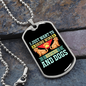 Drink Wine and Pet My Dog Blue Necklace Stainless Steel or 18k Gold Dog Tag 24" Chain-Express Your Love Gifts