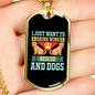 Drink Wine and Pet My Dog Blue Necklace Stainless Steel or 18k Gold Dog Tag 24" Chain-Express Your Love Gifts