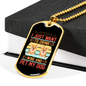 Drink Wine and Pet My Dog Pine Necklace Stainless Steel or 18k Gold Dog Tag 24" Chain-Express Your Love Gifts