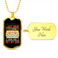 Drink Wine and Pet My Dog Pine Necklace Stainless Steel or 18k Gold Dog Tag 24" Chain-Express Your Love Gifts