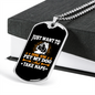 Drink Wine Pet My Dog And Naps Necklace Stainless Steel or 18k Gold Dog Tag 24" Chain-Express Your Love Gifts
