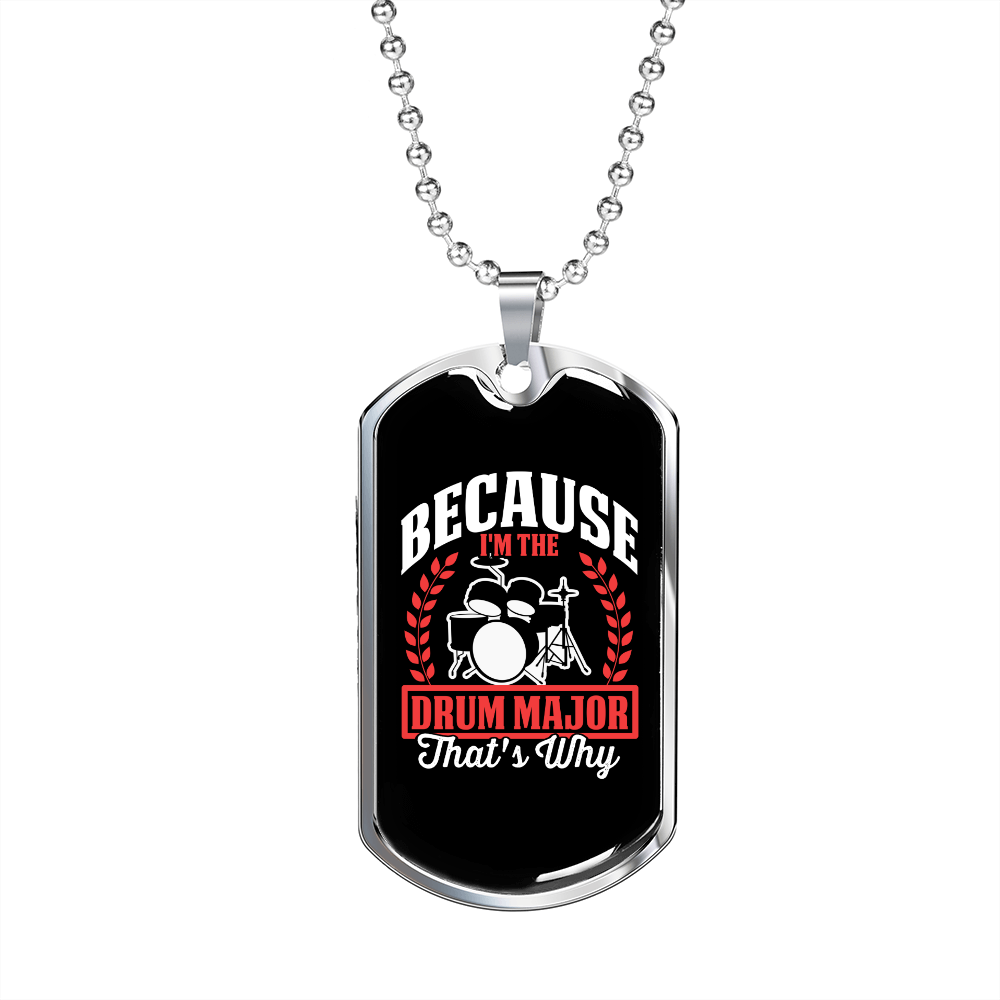 Drum Major Necklace Stainless Steel or 18k Gold Dog Tag 24" Chain-Express Your Love Gifts