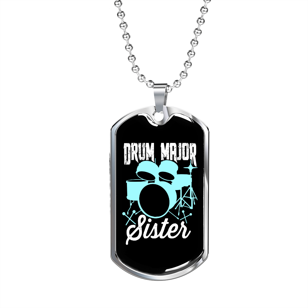 Drum Major Sister Necklace Stainless Steel or 18k Gold Dog Tag 24" Chain-Express Your Love Gifts
