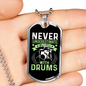 Drummer Necklace A Girl With Drums Necklace Stainless Steel or 18k Gold Dog Tag 24" Chain-Express Your Love Gifts