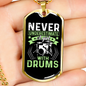 Drummer Necklace A Girl With Drums Necklace Stainless Steel or 18k Gold Dog Tag 24" Chain-Express Your Love Gifts