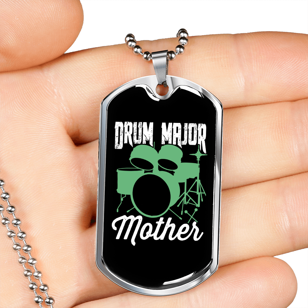 Drummer Necklace Drum Major Mother Necklace Stainless Steel or 18k Gold Dog Tag 24" Chain-Express Your Love Gifts
