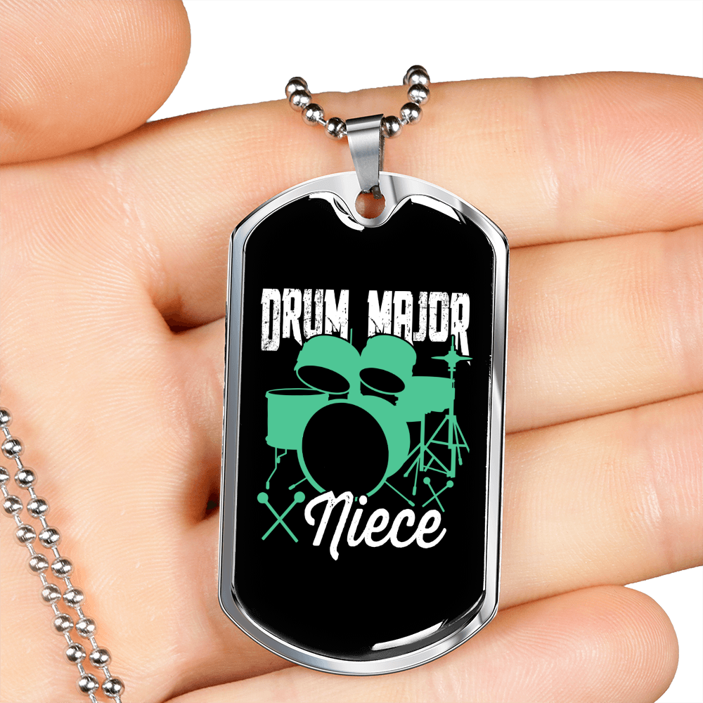 Drummer Necklace Drum Major Niece Necklace Stainless Steel or 18k Gold Dog Tag 24" Chain-Express Your Love Gifts