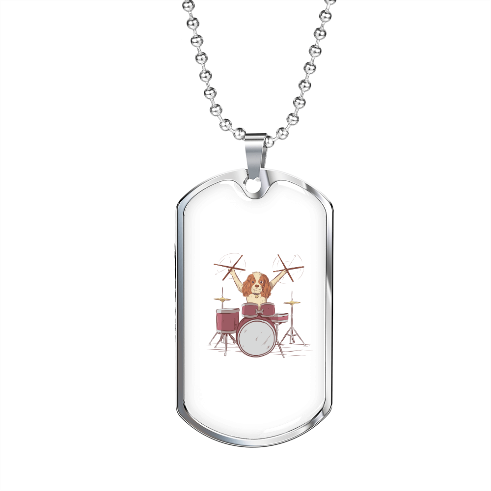 Drummer Necklace Drummer Dog Necklace Stainless Steel or 18k Gold Dog Tag 24" Chain-Express Your Love Gifts