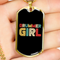 Drummer Necklace Drummer Girl Necklace Stainless Steel or 18k Gold Dog Tag 24" Chain-Express Your Love Gifts