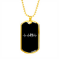 Drummer Necklace Drummer Heartbeat Necklace Stainless Steel or 18k Gold Dog Tag 24" Chain-Express Your Love Gifts