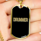 Drummer Necklace Drummer Profession Necklace Stainless Steel or 18k Gold Dog Tag 24" Chain-Express Your Love Gifts