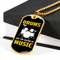 Drummer Necklace Drums Are Bacon of Music Necklace Stainless Steel or 18k Gold Dog Tag 24" Chain-Express Your Love Gifts