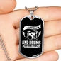 Drummer Necklace Golf and Drums Necklace Stainless Steel or 18k Gold Dog Tag 24" Chain-Express Your Love Gifts