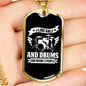 Drummer Necklace Golf and Drums Necklace Stainless Steel or 18k Gold Dog Tag 24" Chain-Express Your Love Gifts