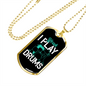 Drummer Necklace I Play Drums Necklace Stainless Steel or 18k Gold Dog Tag 24" Chain-Express Your Love Gifts