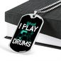 Drummer Necklace I Play Drums Necklace Stainless Steel or 18k Gold Dog Tag 24" Chain-Express Your Love Gifts