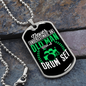 Drummer Necklace Old Man Drumset Green Necklace Stainless Steel or 18k Gold Dog Tag 24" Chain-Express Your Love Gifts